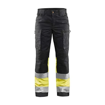 Image of BLÅKLÄDER Ladies Hi Vis Trousers Stretch 10R Black/Yellow