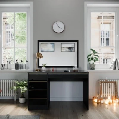 Image of Vicco Vanity Sherry, Black high gloss, 120 cm without mirror