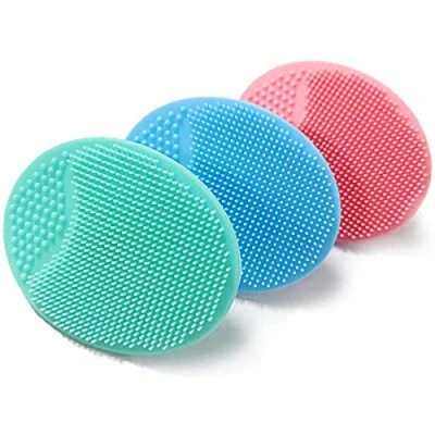 Image of Baby Bath Brush, Cradle Cap Silicone Massage Scrubbers Exfoliator Brush，Baby Skin Essential for Dry Skin, and Eczema 4 Pack (Small pcs)