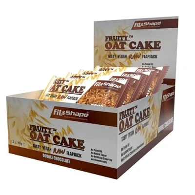 Image of F&amp;S Raw Oat Flapjack Protein Bar Healthy Vegan Energy Granola Snack Fibers, Fruits, Vitamin B, Electrolytes Running, Gym, Cycling, Hiking 80g, Pack of 12 Double Chocolate