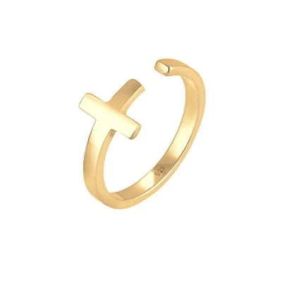 Image of Elli Ring Kreuz Geo Größenverstellbar 925 Sterling Silber