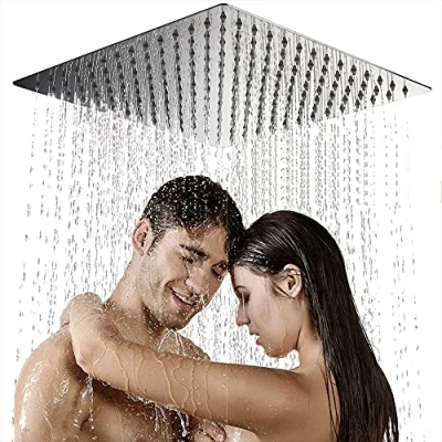 Image of Stainless Steel Square Shower Head Rain Built in Heads 40 cm 16 Inches