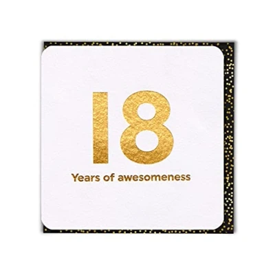 Image of Brainbox Candy Age 18th Funny Cool Happy Birthday Card &#039;18 Years of Awesomeness&#039; For Son Daughter Grandchild Him Her Boyfriend Girlfriend Niece Nephew