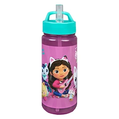 Image of Scooli Gabby&#039;s Dollhouse Drinking Bottle for Children with Motif Plastic Water BPA Free Approx. 500 ml Capacity Integrated Straw Ideal School