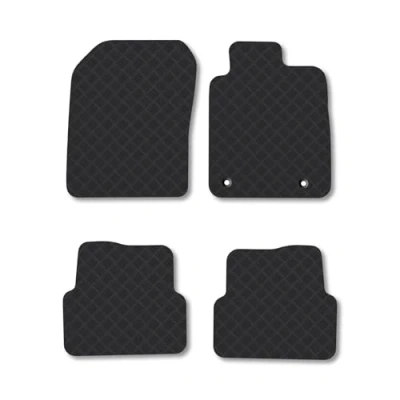 Image of Rubber Car Mats Compatible with ChEVrolet Aveo (2012 2015) Sc Tailored Fit Floor Set Accessory Black Custom 4 Pieces Clips Anti Slip Backing, Heavy Duty &amp; Waterproof