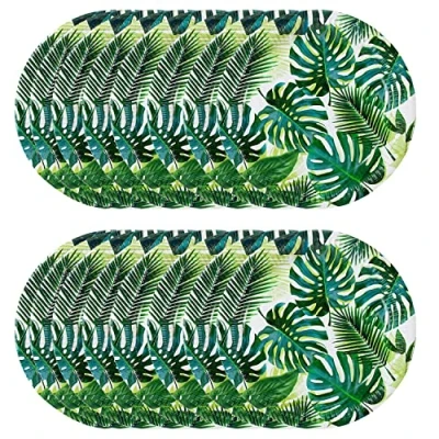 Image of Talking Tables Green Tropical Plates 24 Pack Palm Leaf Disposable Paper Tableware for Kid&#039;s Jungle Party, Hawaiian Theme, Summer Luau, Picnic, PALMPLATES24, 24pack