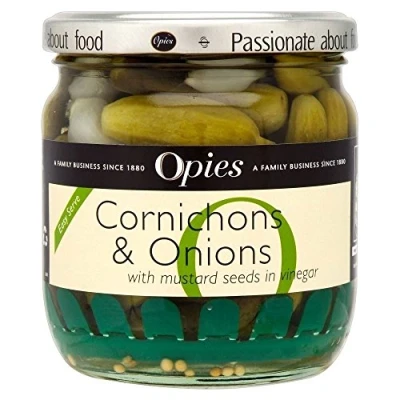 Image of Opies Cornichons &amp; Onions with Mustard Seeds (400g) Pack of 2