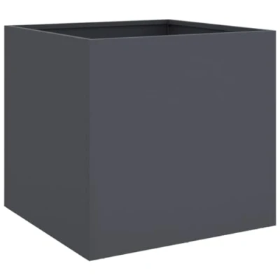 Image of vidaXL Cold rolled Steel Planter 42x40x39 cm Anthracite, Rectangular, Sturdy Frame for Garden, Patio and Indoor Space