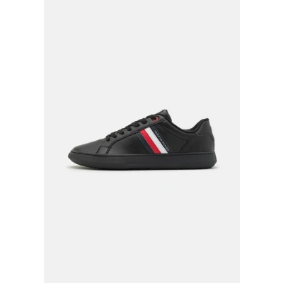 Image of Tommy Hilfiger Essential Cupsole Trainers, Men&#039;s, Size: 6.5, Triple black Leather
