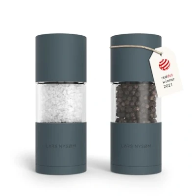 Image of LARS NYSØM Salt and Pepper Grinder Set I Mills with Adjustable Ceramic 2 Pieces Manual Design Spice (Stone Blue)