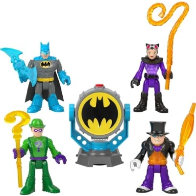 Image of Imaginext DC Super Friends Batman Toys Bat Tech Signal Multipack with 4 Figures &amp; Accessories for Pretend Play Ages 3+ Years, HFD47