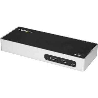 Image of StarTech.com Dual Monitor USB 3.0 Laptop Docking Station w/ HDMI, DVI, VGA via Adapter, 6xUSB &amp; Audio Ports Dock for Mac Windows (DK30ADD)