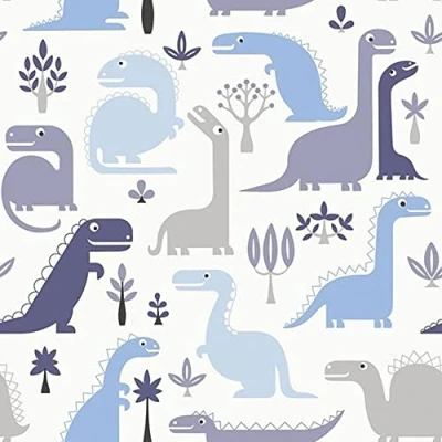 Image of Jack N Rose Children&#039;s Dinosaur Wallpaper Grey White Blue Textured Modern Contemporary Paste The Wall Vinyl