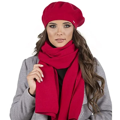 Image of Vivisence Luxurious Ladies Snood Scarf Stylish Design Made From Soft And Warm Acrylic Fabric Perfect For Cold Winter Autumn Days Everyday Wear, Red,UNI