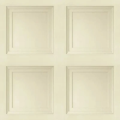 Image of SOPHIE LAURENCE Wood Panel Effect Wallpaper Realistic Square Panelling Flat Finish 3D Cream
