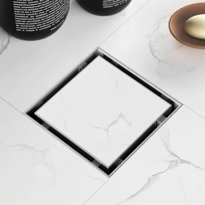 Image of Sharpeye 4 Inch Square Shower Drain with Removable Tile Insert Grate， Brushed 304 Stainless Steel Floor Drain, Includes Hair Strainer