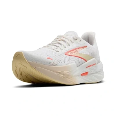 Image of Brooks Women’s Hyperion Max 2 Neutral Running Shoe, White/Peach/Coral, 5.5 UK
