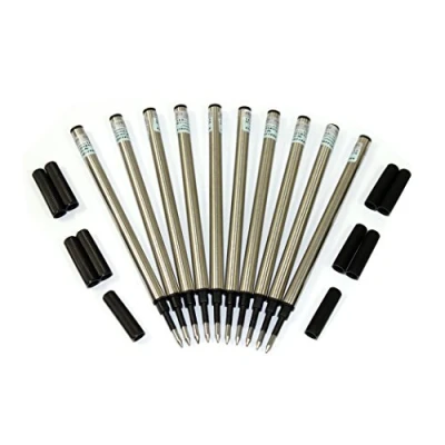 Image of Abcsea 10PCS Baoer Ball Point Pen Refills with Cover, Black Ink, Medium (Black)