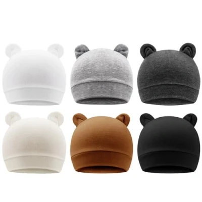 Image of DRESHOW Baby Beanie Newborn Toddler Soft Cute Knit Hat Hospital Hats for Boys Bear Ears Infant