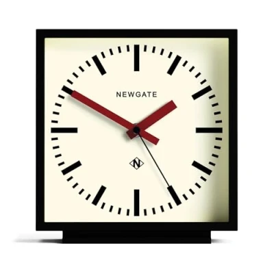 Image of NEWGATE® Amp Silent Sweep Mantel Clock &#039;No Tick&#039; A Modern Mantelpiece Clocks For Living Room Office Desk Station Dial (Red Hands)
