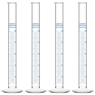Image of Labasics 4 Pack Borosilicate Glass 10 ml Heavy Wall Graduated Cylinder Measuring
