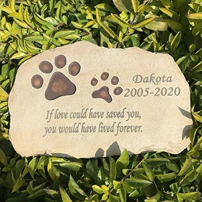 Image of CUDMORERBE Personalized Pet Memorial Garden Stones, Paw Print Cat Dog Grave Markers Tombstone, Engraved With Pet&#039;S Name And Born Passed Dates &amp; Quote, Loss Gift