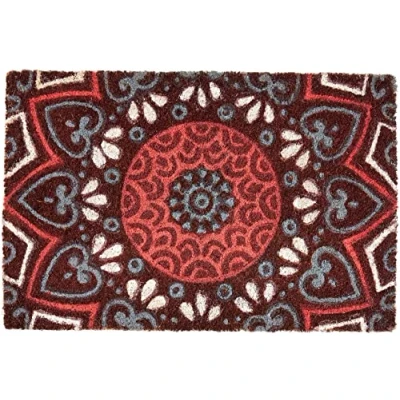 Image of Excelsa Mandala Red Entrance Doormat Coconut Fibre 40 x 60 cm
