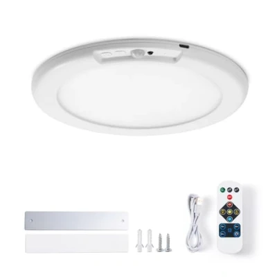 Image of Leselux Motion Sensor Ceiling Light, 7.5&quot; Battery Operated Light Indoor, 250LM 3 Colors Dimmable with Remote Control, Wireless Wall for Bathroom Garage Toilet Hallway