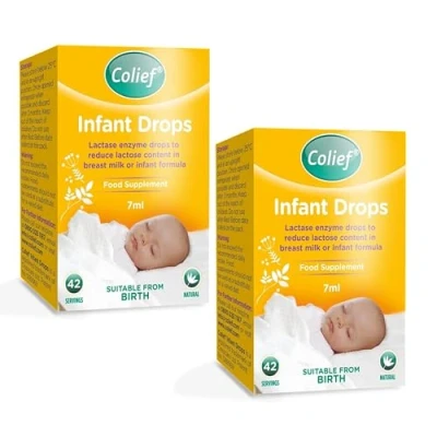 Image of 2 X 7ml Colief Infant Drops Lactase Enzyme Natural Colic Relief for Babies Reduces Bloating, Wind and Crying.