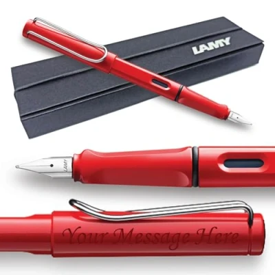 Image of Fountain Pen Lamy Safari Personalised with Engraving (Broad Nib, Red)