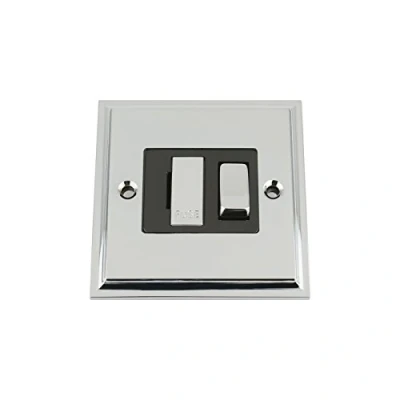 Image of Fused Switch Polished Chrome Victorian Black Insert Metal Rocker 13 Amp Switched Spur Unit