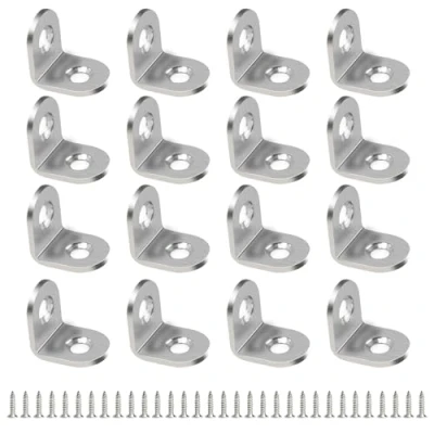 Image of Small Angle Brackets 20mm, 16 Pcs L Shaped Bracket for Wood 90 Degree Corner Brace Right with Screws Shelves Shelf