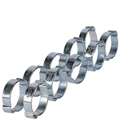 Image of Double Ear Pipe Tube Clips Clamps Hose Fuel Clamp Hydraulic 23mm 27mm 10pc
