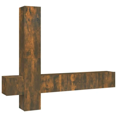Image of vidaXL 5 Piece TV Cabinet Set Smoked Oak Engineered Wood