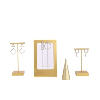 Image of GemeShou 4pcs Jewelry holder sets for earrings rings, Display stand selling, earring storage organizer show boutique store, photography props【Gold Set 4pcs】