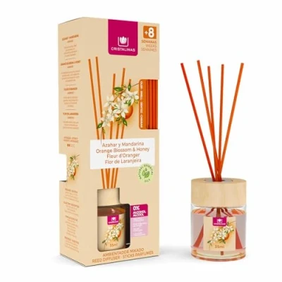 Image of Cristalinas 35ml Orange Blossom Air Fresheners for Home Reed Diffusers Fragrance Lasts upto 8 weeks Room Diffuser Sticks with Coloured Oil