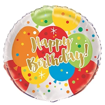 Image of Unique Party 58227 18&quot; Foil Glitzy Gold Happy Birthday Balloon