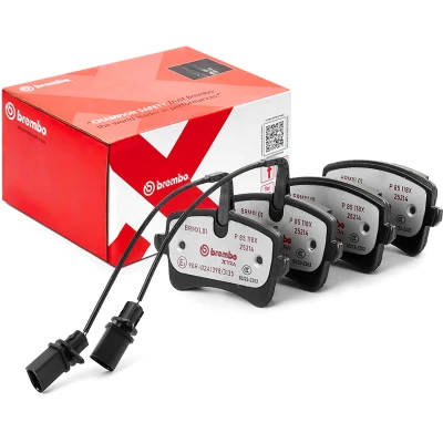 Image of 4G0698451, 4G0698451H, 4G0698451L, 4G0698451P brake pad set BREMBO P 85 118X incl. wear warning contact with caliper screws accessories