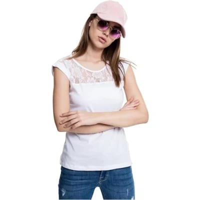 Image of Urban Classics Women&#039;s Ladies Top Laces Tee T Shirt, Weiß (white 220), XL