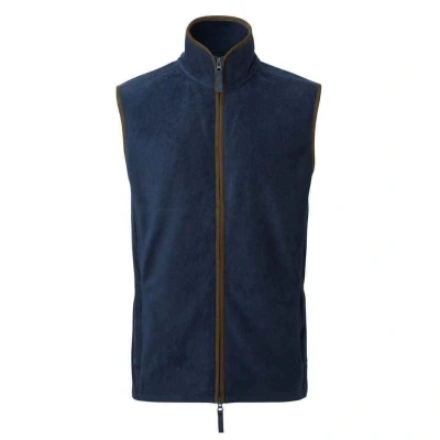 Image of Premier Mens Artisan Fleece Gilet (Navy/Brown) Navy/Blue Size 3XL