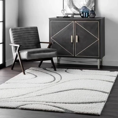 Image of nuLOOM Carolyn Modern Shag Area Rug 2&#039; x 3&#039;, Beige, Rectangular, 1.4&quot; Thick, Living Room, Bedroom, Office, High Low, Plush, Cozy