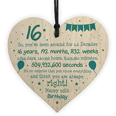 Image of RED OCEAN Rude Funny 16th Birthday Gift For Daughter Son Wooden Heart Card