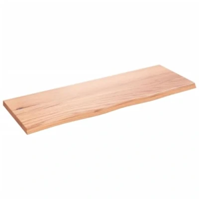 Image of vidaXL Solid Oak Wood Wall Shelf Light Brown, Rustic Style, Versatile Use, Treated Surface, Handmade Design with Live Edges 80x30x2 cm