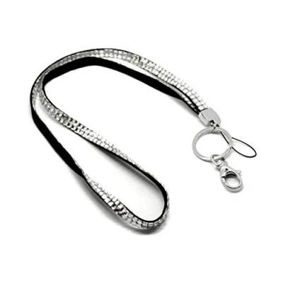 Image of CKB Ltd 1x Bling ID Clear Acrylic Rhinestone Style Lanyard Neck Strap Swivel Metal Clip