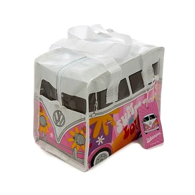 Image of Puckator Volkswagen VW T1 Camper Bus Summer Love RPET Recycled Plastic Bottles Reusable Insulated Lunch Bag Meal Prep with Strap Tote Box for Adults Food Storage