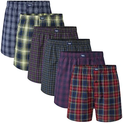 Image of Charles Wilson 6 Pack Woven Boxer Shorts (Large, Tartan Check 64)