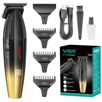 Image of VGR Hair Trimmer for Men Cordless Professional Barber 9000 RPM Electric USB C Rechargeable 240 Min Battery DLC &amp; Ceramic Blades Precision Beard Detailing Edges Outliner Barbershop Grooming