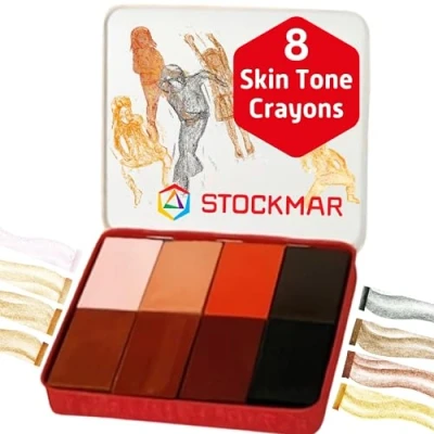 Image of Stockmar Assorted Colours of the World Art Supplies, 8 Wax Crayons in Tin Case