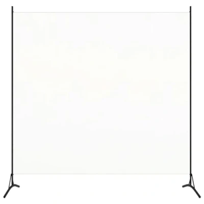 Image of vidaXL Freestanding 1 Panel Room Divider, Cream White, 175x180cm, Powder Coated Iron Frame and Polyester Fabric, Perfect for Bedroom Living