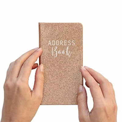 Image of Telephone Address Book A Z Index Hard Back Cover Slim Birthday (Rose Glitter)